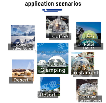Luxury Modern Transparent PVC Four-Season Custom Garden Hotel Igloo Glamping House Geodesic Dome Tent
