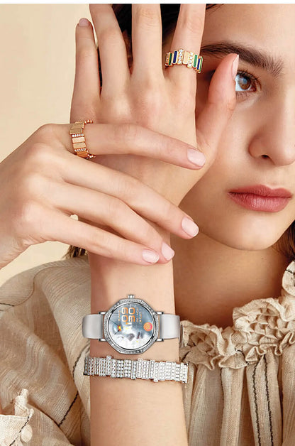 2026 New Ladies' Fashion Smartwatch Diamond Frame HD AMOLED Screen Bluetooth Call Health Monitoring Waterproof Smart Watch Gift