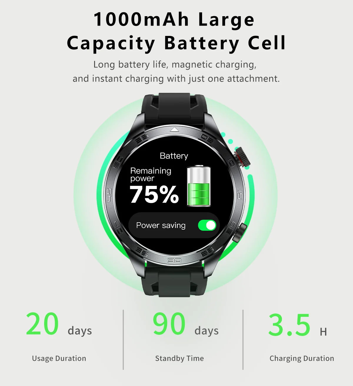 2026 new business men's smart watch 1000 mAh battery with compass altitude pressure IPX8 waterproof call sports health watch