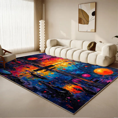 Color-Blocked Abstract Area Rug for Living Room Bedroom Modern Multi-Color Mat