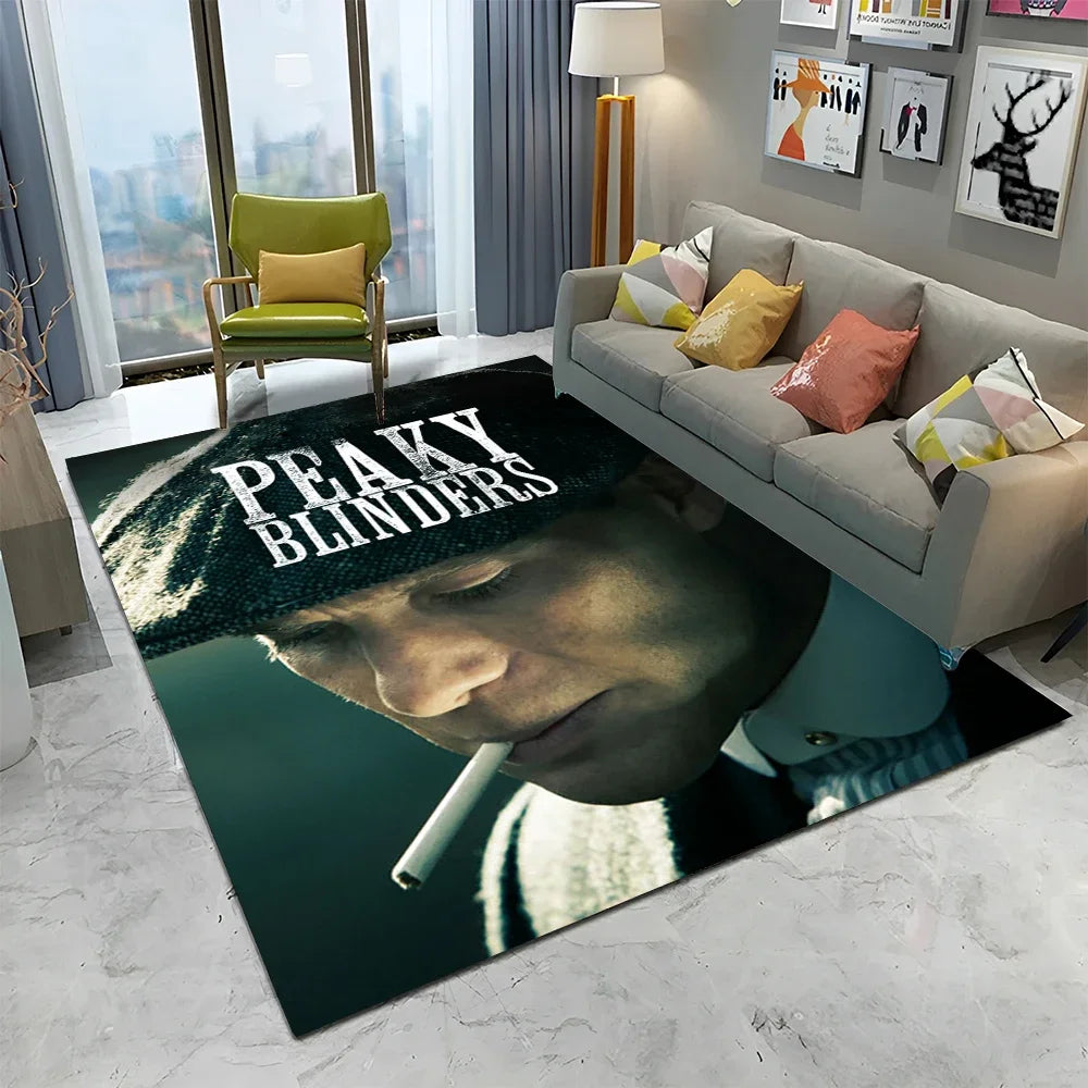 HD Tommy Shelby 3D P-Peaky Blinders Carpet Rug for Home Living Room Bedroom Sofa Doormat Decor,kids Area Rug Non-slip Floor Mat