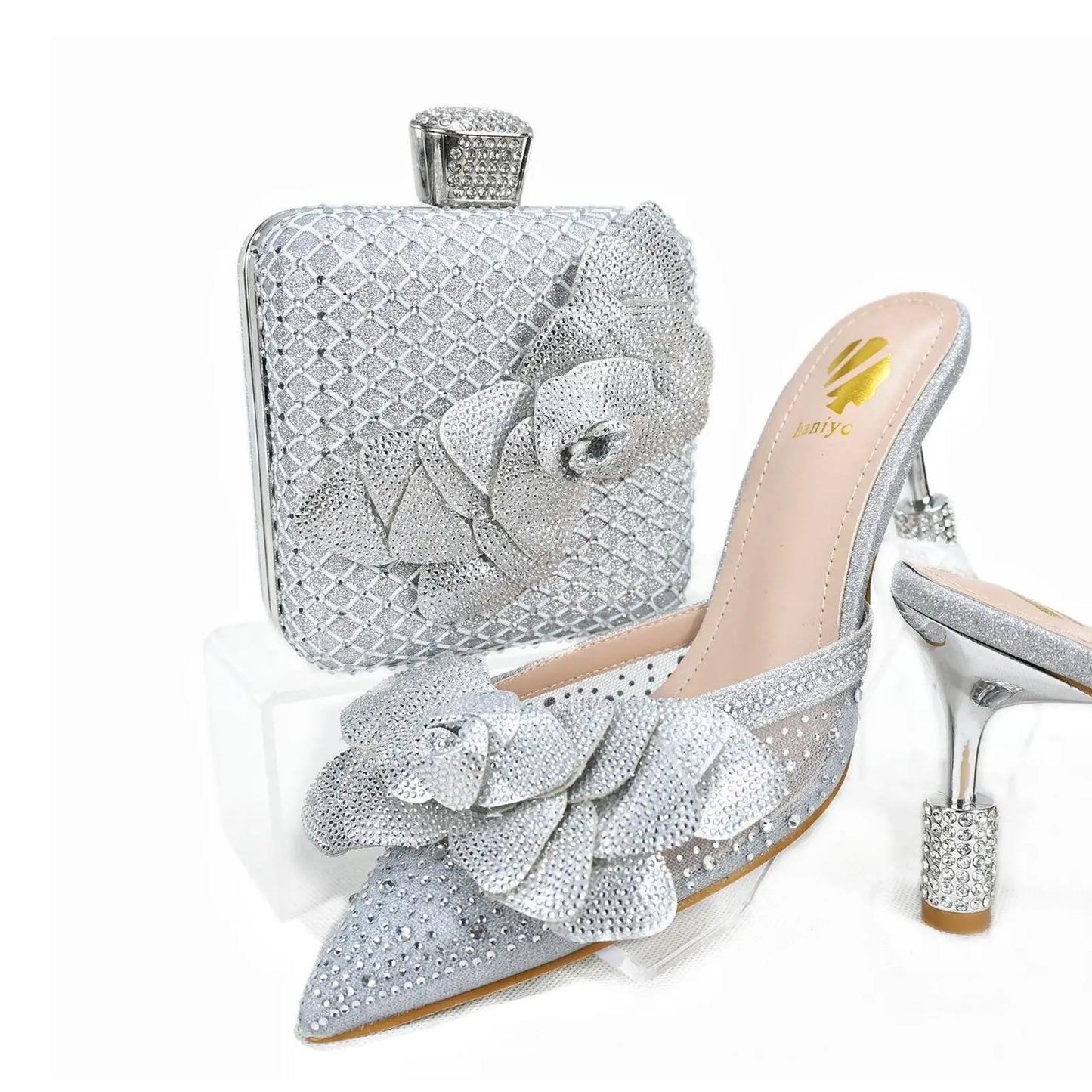 doershow beautiful Italian gold Shoes And Bag Sets For Evening Party With Stones Italian Leather Handbags Match Bags! HTG1-9