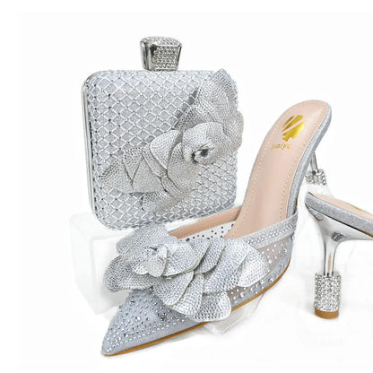 doershow beautiful Italian gold Shoes And Bag Sets For Evening Party With Stones Italian Leather Handbags Match Bags! HTG1-9