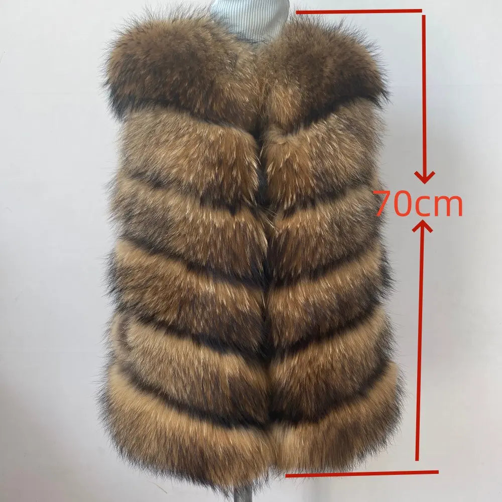 Real  Fur Raccoon Vest Natural Fur Coat For Jacket Female Coats Vest Waistcoat Long Fur Coats Real Fur Coat Fox Vest Jacket