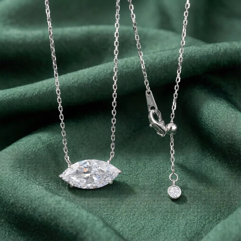 luxury 5 Carats Marquise Moissanite 18K Gold Plated Necklace for Women 925 Silver Classic Engagement Necklace with GRA Wholesale