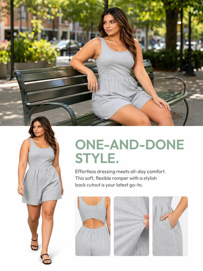 Pocket 2-in-1 Romper—Easy Peezy Edition Womens Solid Color Sports Rompers Casual Jumpsuit Workout Athletic  Sleeveless Outfit