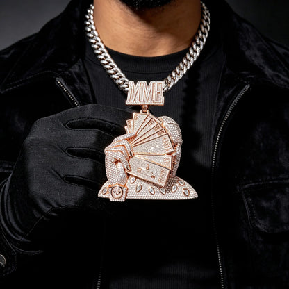 Ice Crystal Wealth Letter Stereoscopic Portrait Hip Hop Personalized Pendant Can Be Paired with Cuban Chain Male and Female Rap Singer Party Accessories Unique Jewelry Anniversary Gifts