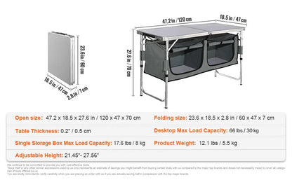 SucceBuy Camping Kitchen Table Quick set-up Folding Camping Table MDF Camping Table for Outdoor Picnics BBQ Camping RV Traveling