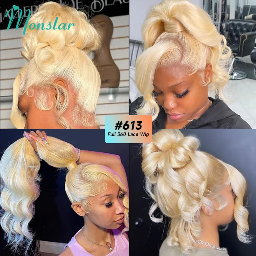 Human Hair Full Lace Blonde Lace Front Wig Human Hair 360 Lace Frontal Wig 613 13x6 Hd Lace Frontal Wig Brazilian Body Wave Wigs