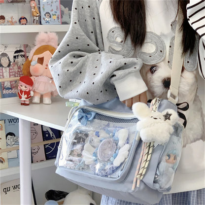 Trendy Transparent Simple Crossbody Bag for Girls Large Capacity School Shoulder Bag Comfortable and Versatile Texture Ita Bag