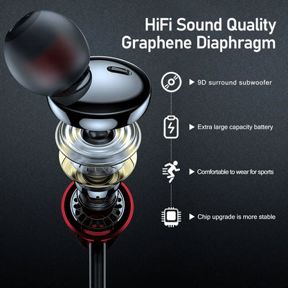 EARDECO Original Bluetooth Headphone 5.1 Earphones Neckband Wireless Headphones HIFI Sound Magnetic Headset Sports Bass Stereo