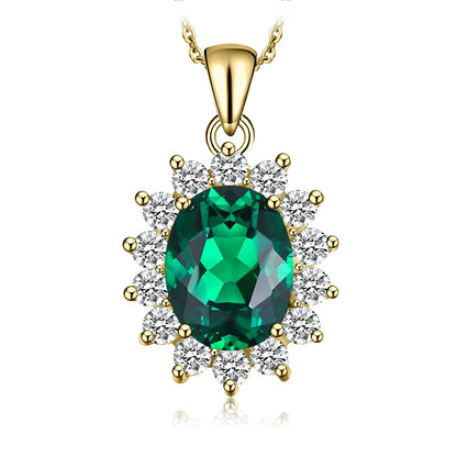 JewelryPalace Princess Diana Created Blue Sapphire Ruby Simulated Emerald 925 Sterling Silver Pendant Necklace for WomenNo Chain