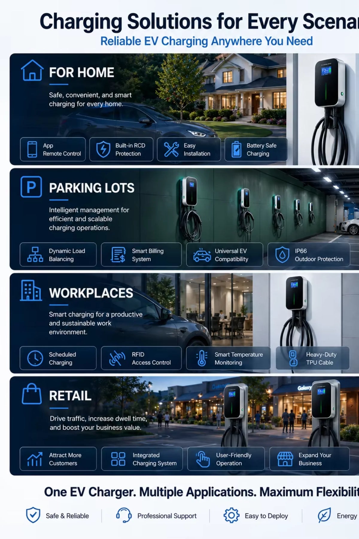 Mode 3 22KW 3 Phase EV Charger Level 2 Electric Car Charging Station