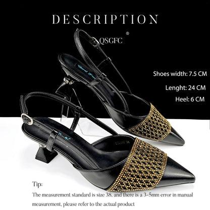 Fashion Three-Dimensional Hard Bag Sequins Decoration Lady Fashion Elegant Shoes and Bag Set Women Shoes