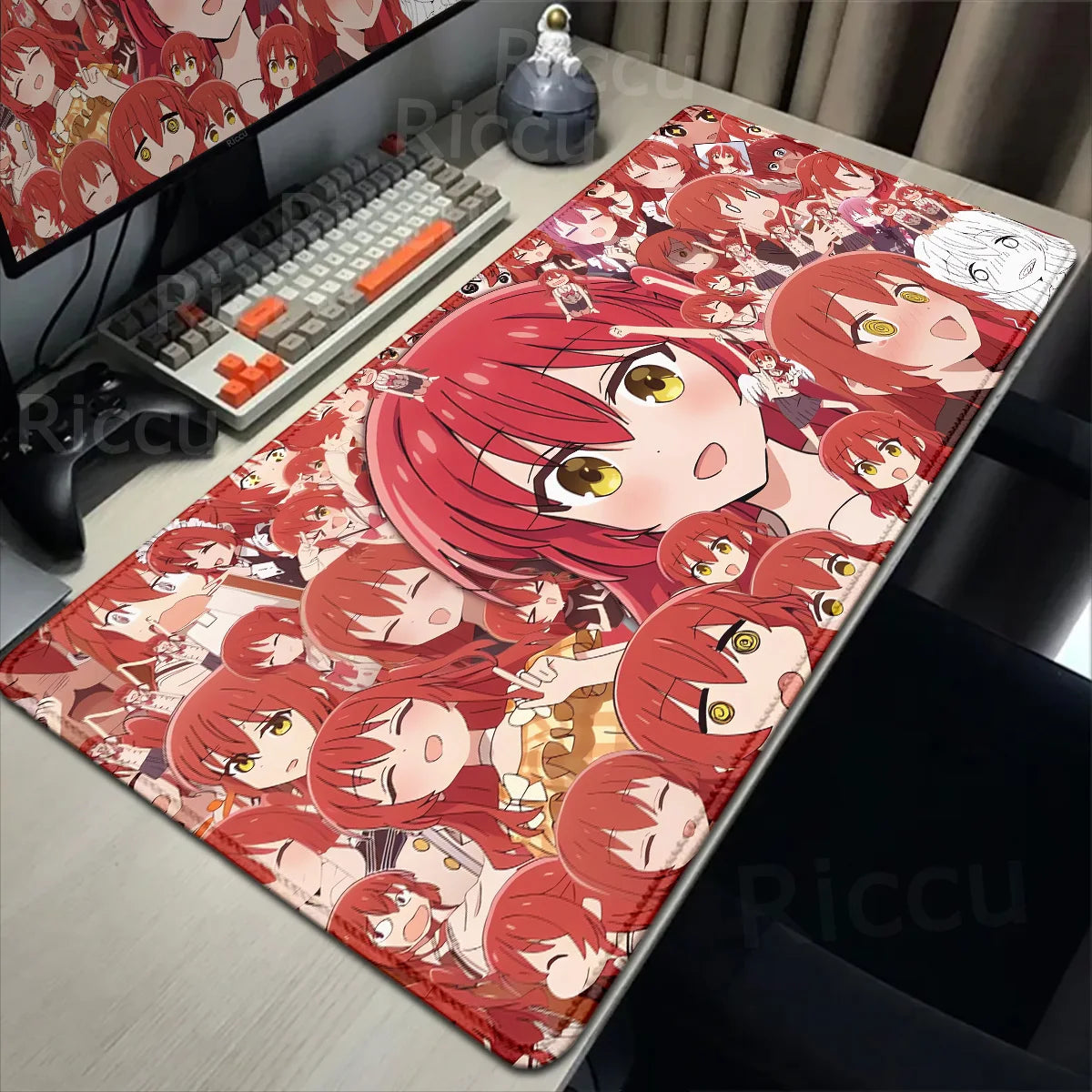 Anime HD Print Mouse Pad Bocchi The Rock Large Gaming Mousepad Rubber Computer Mouse Mat Gamer Locking Edge Accessories Non-slip