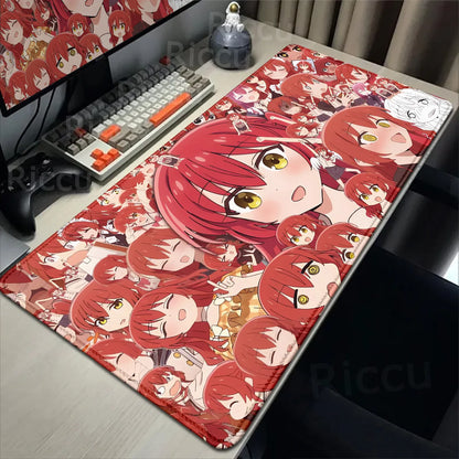 Anime HD Print Mouse Pad Bocchi The Rock Large Gaming Mousepad Rubber Computer Mouse Mat Gamer Locking Edge Accessories Non-slip