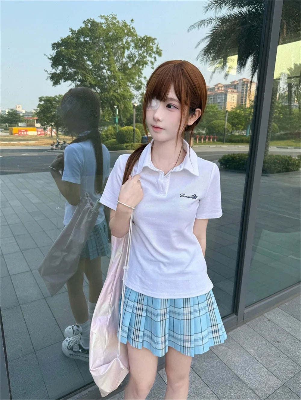 Japanese JK Uniform Polo Shirt and Skirt Suit Spring and Summer Wear Genuine All-match College Style Female Cute Lady Quiet
