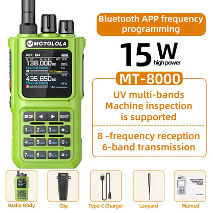 MOTOLOLA 15W Portable Handheld Walkie Talkie 6 Band Transmission Reception Bluetooth Program Flashing Noise Reduction AM FM