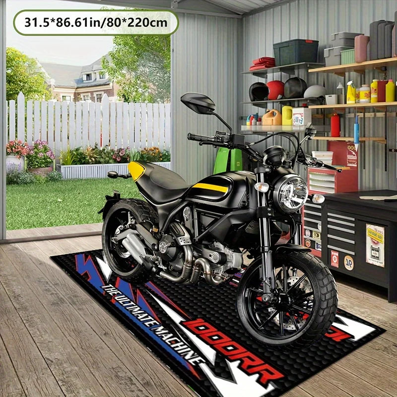 VIKAMA Motorcycle Display Mat Non-Slip Garage Parking Mat Corridor Bedroom Carpet Motorcycle Enthusiast Home Decor