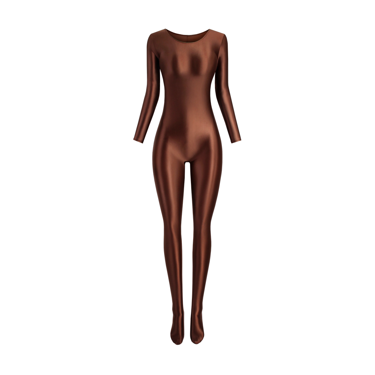 MJINM Women Smooth Overalls Long Sleeve Tights Round Neck Full Length Stretch Zentai Bodysuits Yoga Fitness One Piece Jumpsuits