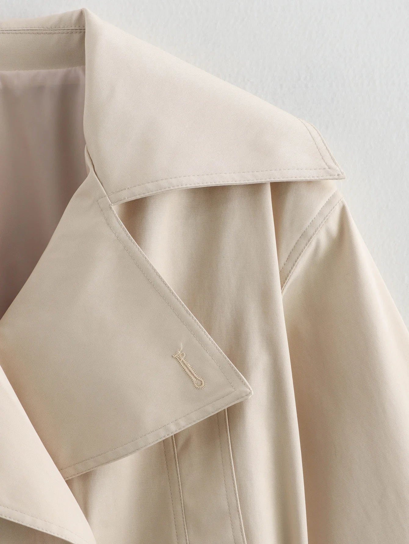 SLTNX 2026 New Women's British Wind Trench Coat Style Double-breasted Long Sleeve Belt Lapel Jacket Short Coat
