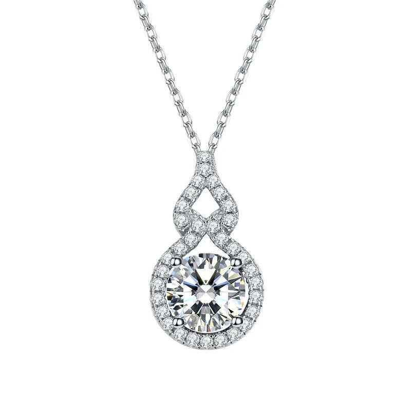 OXTAO D Color Moissanite Infinity Pendant Necklace Women Real 925 Sterling Silver Engagement Luxury Gourd Shape Jewelry