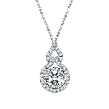 OXTAO D Color Moissanite Infinity Pendant Necklace Women Real 925 Sterling Silver Engagement Luxury Gourd Shape Jewelry