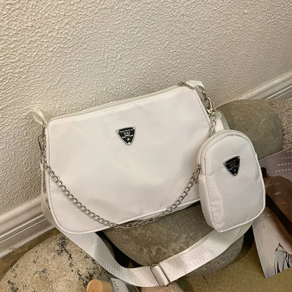 Woman Female Fashion Causal Handbag Set Crossbody Bags Shoulder Handbags 2in1 Sling Bag Trend Hand Bag For Travel Shopping