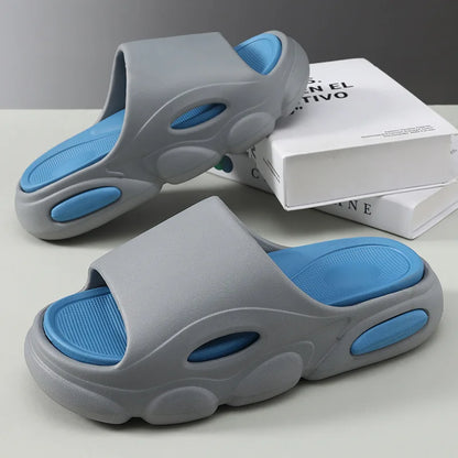 Comwarm New Men Summer Slippers Thick Sole House Non-slip Bathroom Shower Slides Outdoor Soft Cloud Fashion Beach Shoe Flip-flop