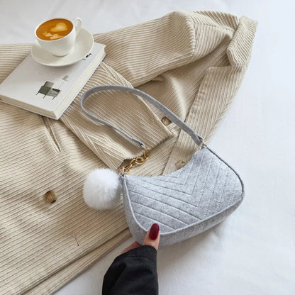 Mini Shoulder Bags for Women Fashion Felt Women's Bag Design Advanced Underarm Handbags Beautiful Purses Crescent SaddleBag 2025