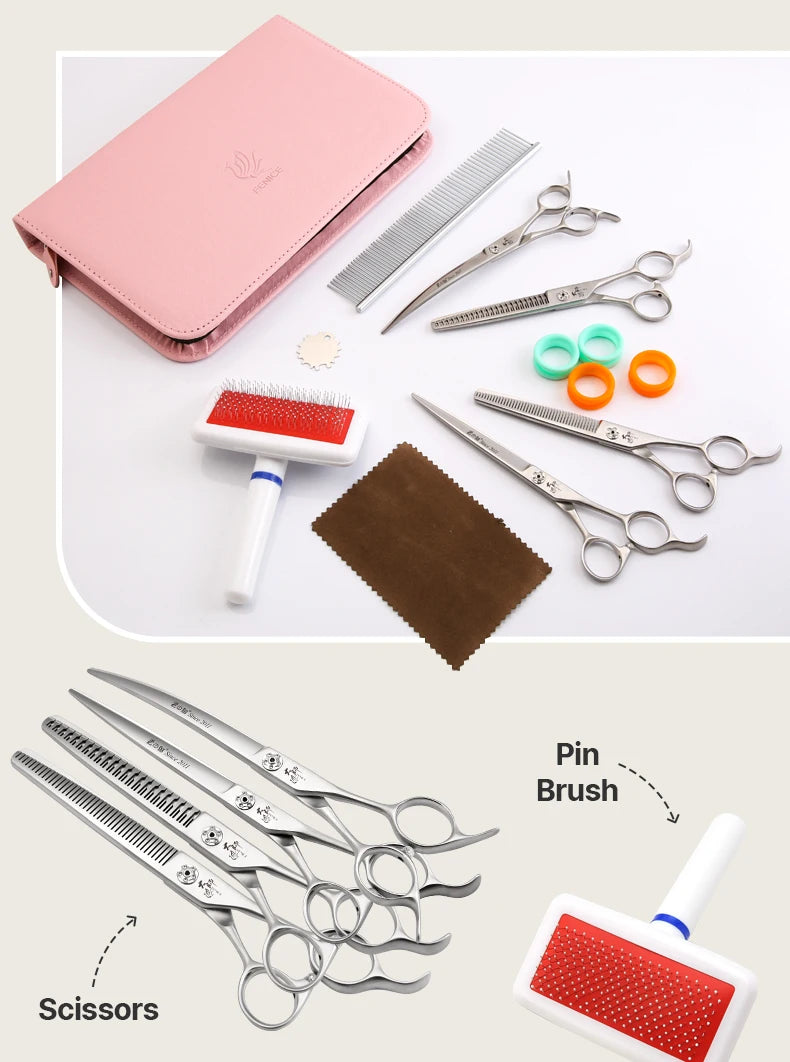 Fenice Slim Narrow Dog Grooming Scissors Set Straight/Curved/Thinner/Chunker Shears Scissors Specialized for KR and JP Groomers