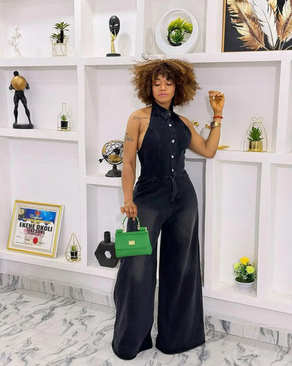 Jumpsuits Women Denim One Piece Sleeveless Overalls Wide Leg Long Pants High Waist Rompers Y2k Streetwear Jumpsuit Summer 2025