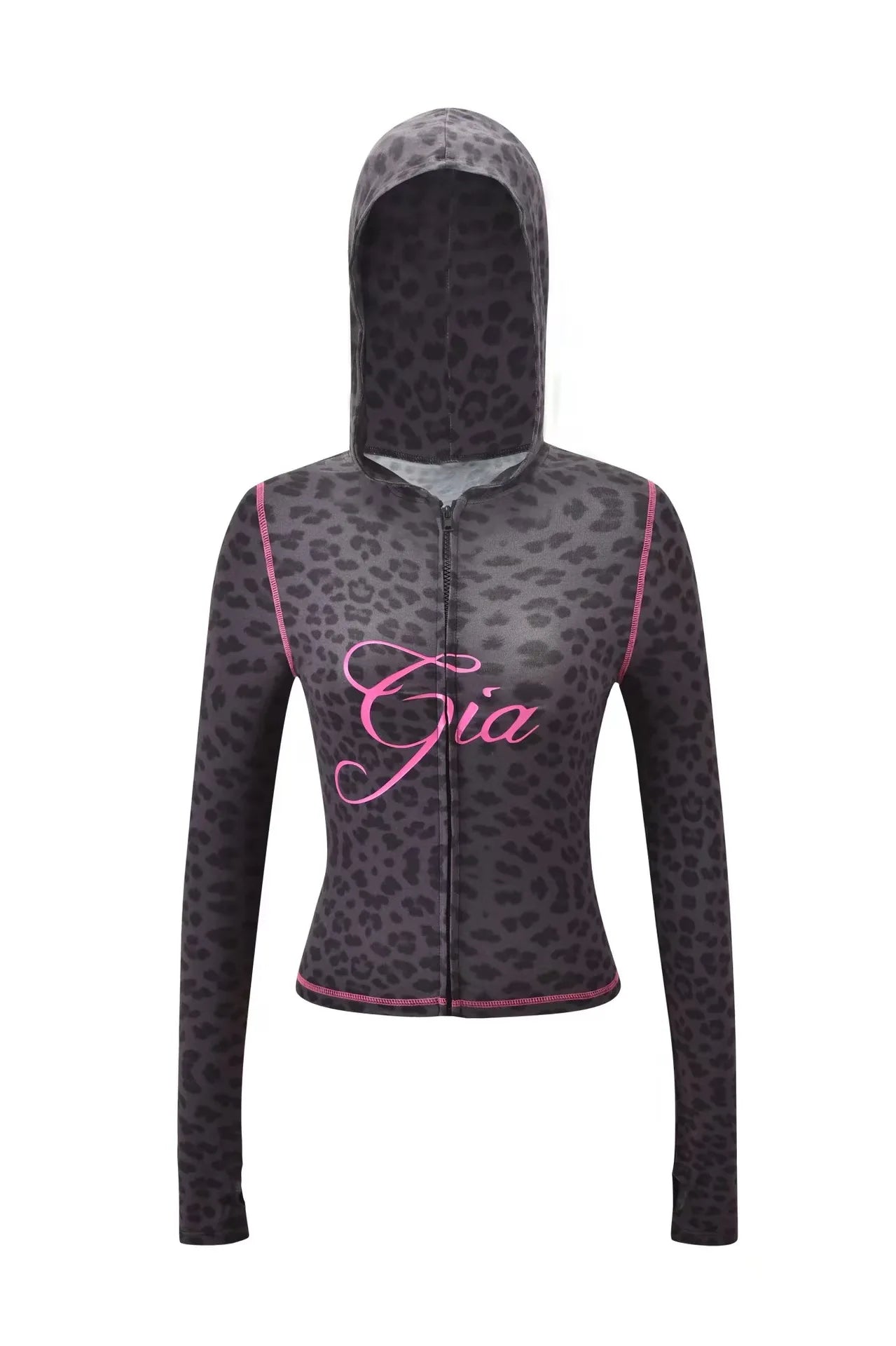 new shoulder letter printed open thread design slim fit hooded zipper short jacket shorts set