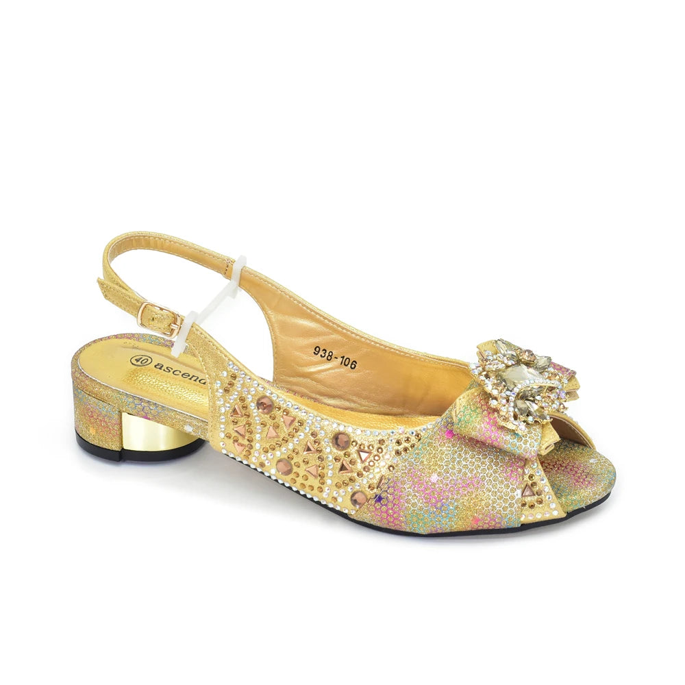 Elegant Peep Toe Low Heels Rhinestone Handbag Set for Women Bag and Shoe Woman Set Luxury Wedding Party Footwear and Accessory