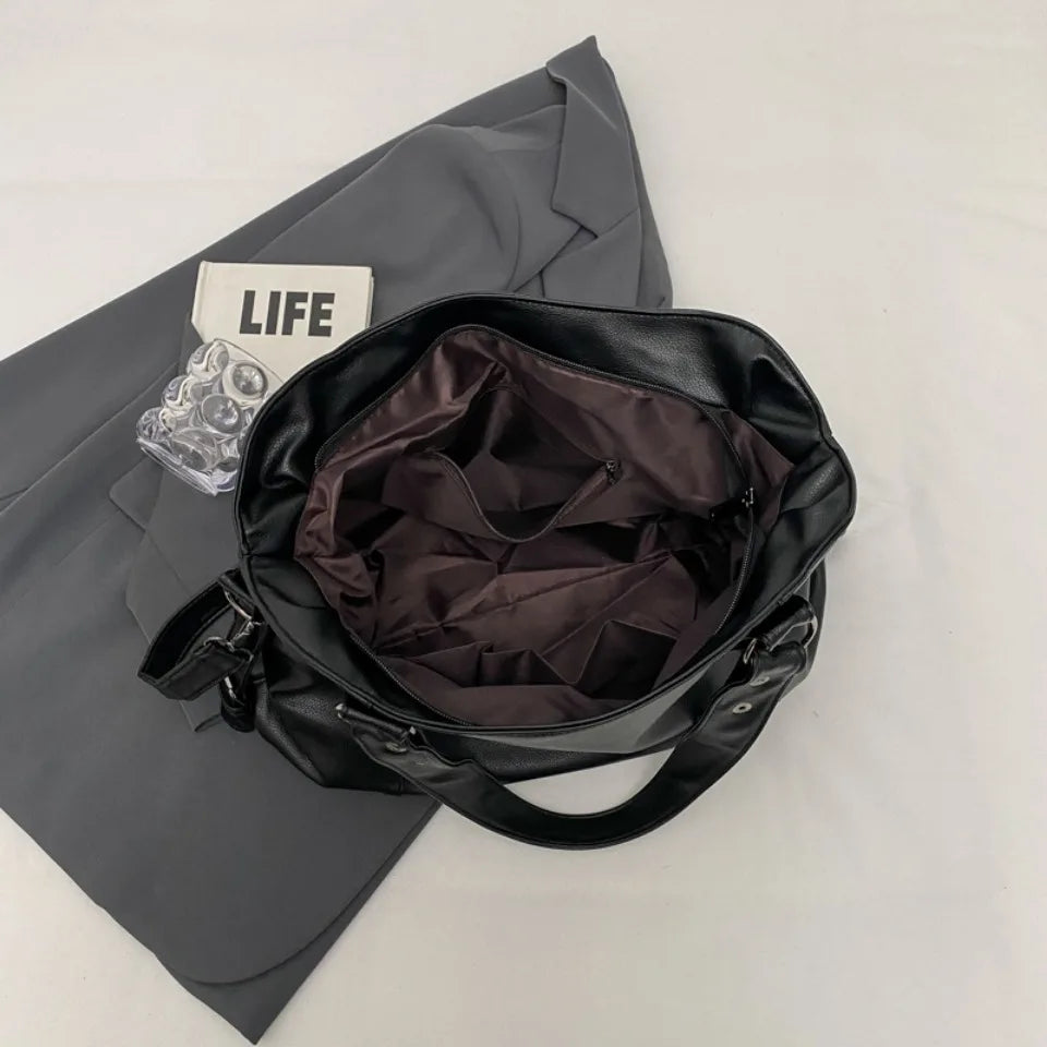 Women's Large Capacity Shoulder Casual Tote Bag Laptop Roomy Handbag Soft Leather Crossbody Business Black Big Bag A4 Sac A Main