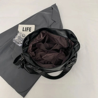 Women's Large Capacity Shoulder Casual Tote Bag Laptop Roomy Handbag Soft Leather Crossbody Business Black Big Bag A4 Sac A Main