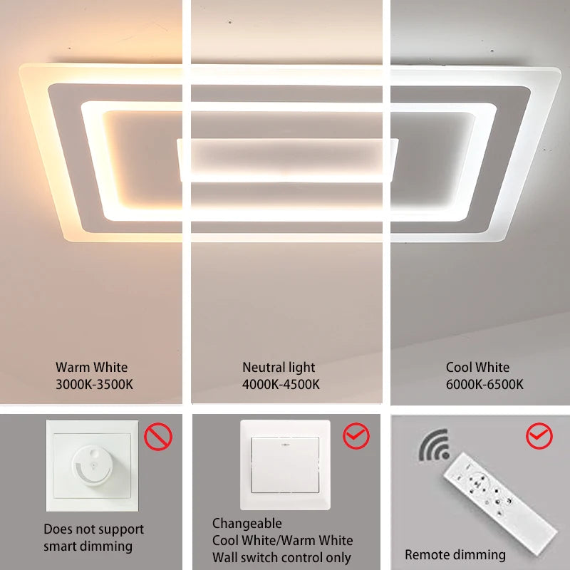 Modern Ultrathin Acrylic LED Ceiling Lamp Home Decor Sqaure LED Ceiling Light Bedroom Living Room Corridor Dimming Ceiling Light