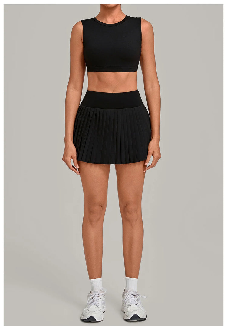 2 Pieces Yoga Set Women's Tracksuit Sexy Sports Bra High Waist Sports Short Skirt Gym Fitness Sleeveless Workout Suit Sportswear