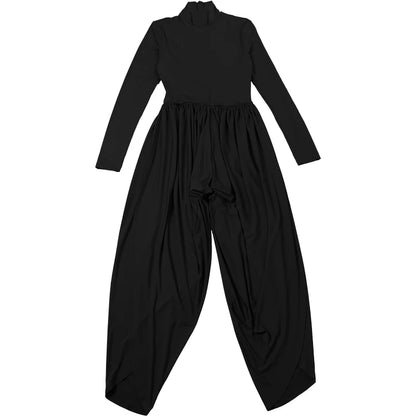 Whatiwear Casual Fashion Jumpsuits Woman Autumn Trend Turtleneck Full Sleeve Ruched Design Daily Simple Office Style Overalls