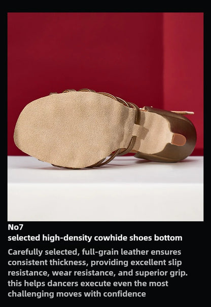 UK Latin Dance Shoes Women's Professional Mid Heel Flexible Sole for Cha Cha Ballroom Practice