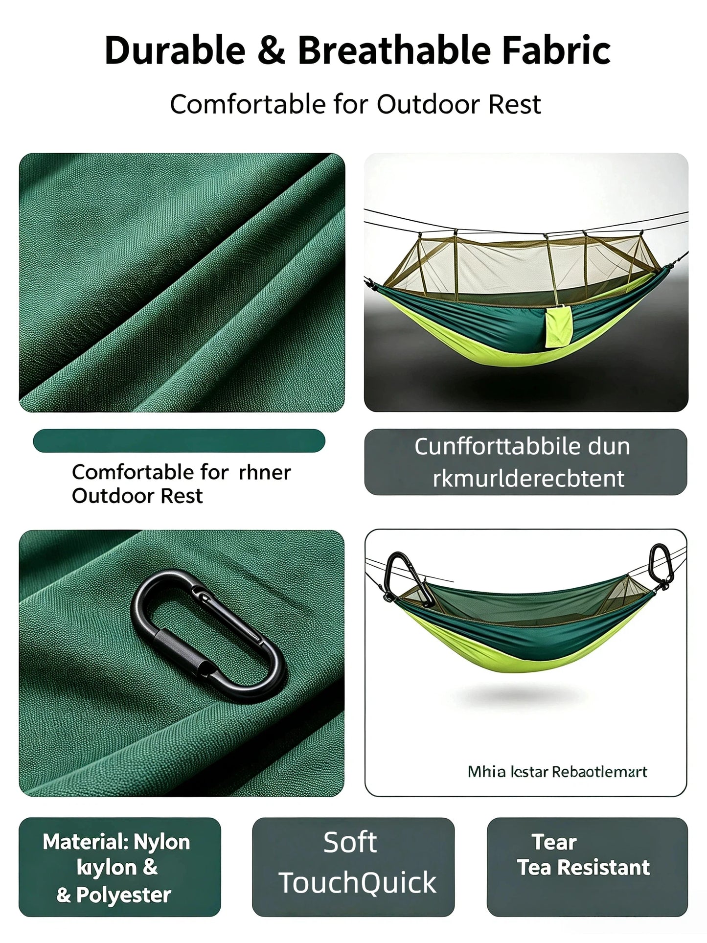 Outdoor Double Hammock with Mosquito Net Lightweight Portable Anti Bug Hammock Fast Install for Camping Hiking Travel Backyard