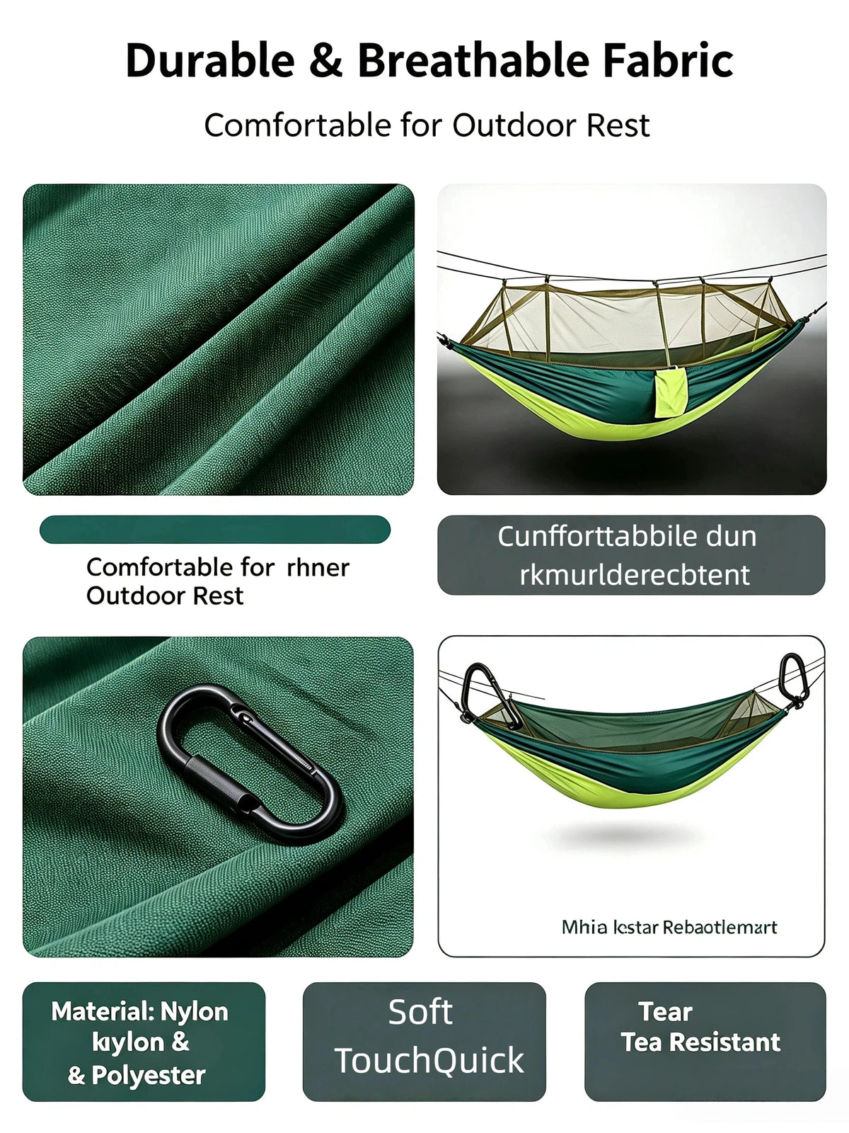Outdoor Double Hammock with Mosquito Net Lightweight Portable Anti Bug Hammock Fast Install for Camping Hiking Travel Backyard