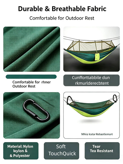 Outdoor Double Hammock with Mosquito Net Lightweight Portable Anti Bug Hammock Fast Install for Camping Hiking Travel Backyard