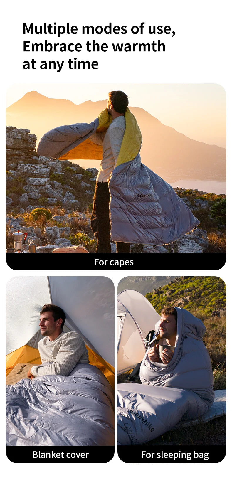 Naturehike CW400 CW700 Sleeping Bag Lightweight Duck Down Winter Thick Warm Ultralight Outdoor Hiking Camping Travel Equipment