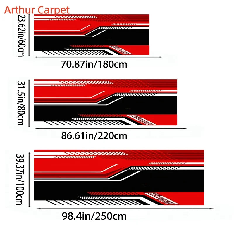 VIKAMA Red Motorcycle Mat Motorbike Racing Sport Rug Bicycle Cycling Carpet Garage Entryway Hallway Runner Floor Decor