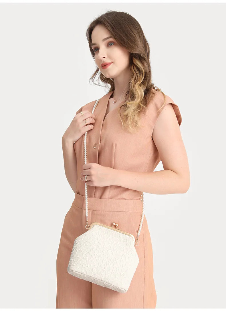 Mobile Phone Bags Pearl Chain Crossbody Bag for Women Shoulder Bags Makeup Bag Purse and Handbags Mother Kids Bag for Girl Сумка