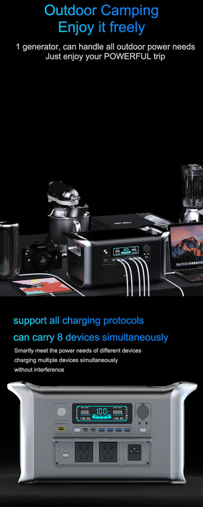 1800W Portable Power Station Peak 3600W One Hour Fast Full Charging Lifepo4 Battery Super Quality Ukraine Warehouse UPS Function