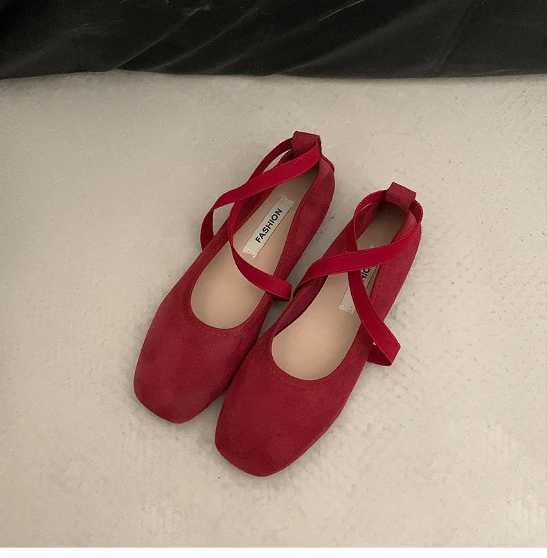 Ladies Ballet Shallow Flat Shoes Women's Retro Mary Jane Shoes Luxury Soft Sole Shoe Women Cross Strap Flats Zapatos Mujer 2025