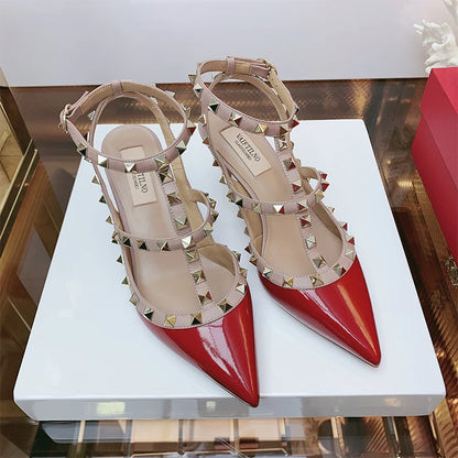 Women's Gladiator sandals Summer 2026 Luxury With Ankle Strap Pointed Toe Fashion Rivet High Heels Party Ladies Shoes Women 10cm