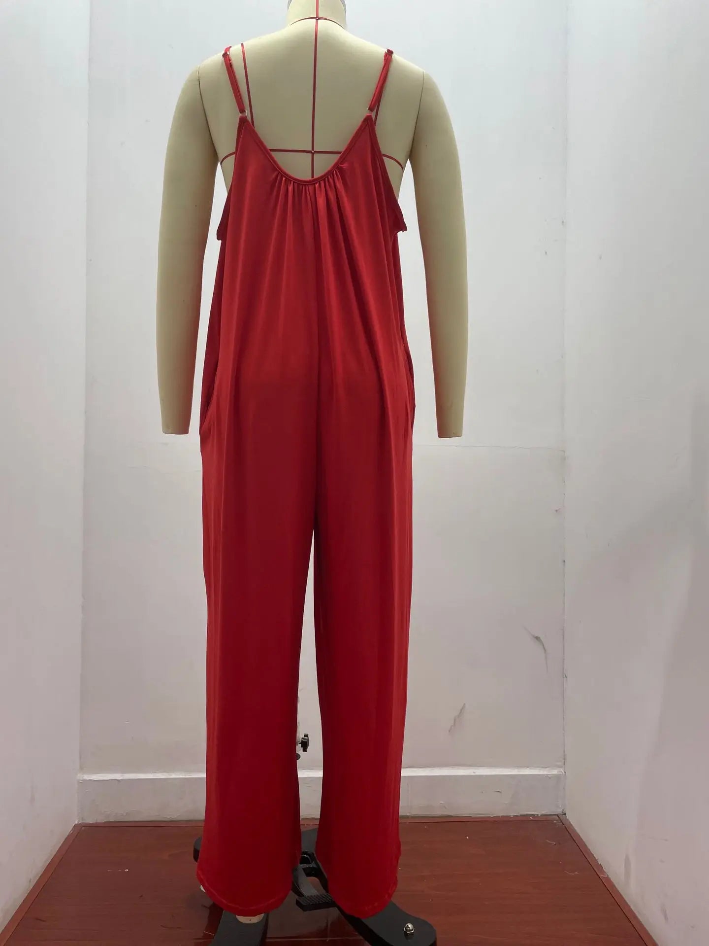 Strap jumpsuit for women's summer new cross-border solid color inserted bag casual jumpsuit